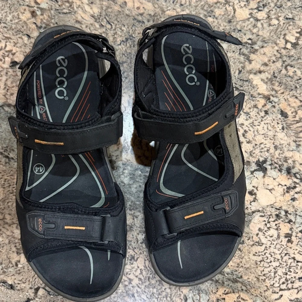 Ecco Black and Tan Men's Sandals